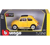Burago 22098Y Giallo Fiat 500F 1965 1/24th Scala Modellino Apertura Porte Pod