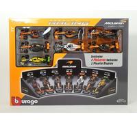 Burago 7 x F1 Mclaren set Ricciardo Norris Piastri + display 1/43 18-38169