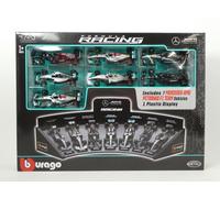 Burago 7 x Mercedes F1 set Rosberg Hamilton Russell Bottas display 1/43 18-38170