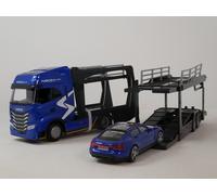 Burago BBurago Iveco S-WAY 570 car transporter + Audi E-Tron GT 1/43 18-31456