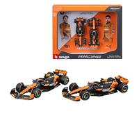 Burago F1 Formula 1 Auto MCLAREN MCL38 GP MIAMI 2024 - LANDO NORRIS e OSCAR PIASTRI - Confezione da 2 Modellini Diecast Realistici in Scala 1:43-14cm - 18-38109