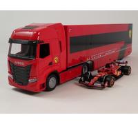 Burago Hauler Iveco S-WAY 570 + F1 Ferrari SF-24 #16 Leclerc 2024 1/43 18-36867