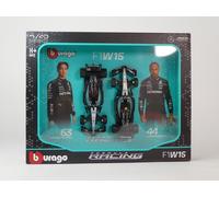 Burago set Mercedes W15 #44 Lewis Hamilton #63 George Russell 2024 1/43 18-38115