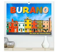 Burano - Die Insel der bunten Häuser (hochwertiger Premium Wandkalender 2026 DIN A2 quer), Kunstdruck in Hochglanz: Die kleine Insel in der Lagune von Venedig in farbenfrohen Bildern