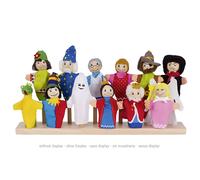 Burattini a Dita 12 Pezzi - Set per Bambini con Testa in Legno per Teatro, Favole e Storytelling