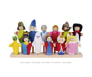 Burattini a Dita 12 Pezzi - Set per Bambini con Testa in Legno per Teatro, Favole e Storytelling