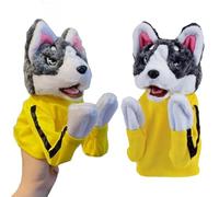 Burattini a mano per cani 2 pezzi, burattini a mano in peluche Kung Fu Husky boxe con suono, giocattoli interattivi per cani di peluche per i più piccoli