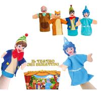 Burattini da mano set 4 pezzi Burattino Fatina Volpe Mastro Fiaba Teatro Favole