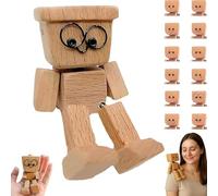 Burattino a dondolo in legno fatto a mano con due gambe, con decorazioni magnetiche. Compatto e portatile, perfetto per decorare il cruscotto dell'auto e come soprammobile in legno da scrivania