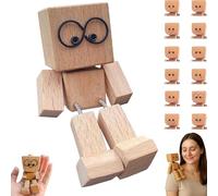 Burattino a dondolo in legno fatto a mano con due gambe, con decorazioni magnetiche. Compatto e portatile, perfetto per decorare il cruscotto dell'auto e come soprammobile in legno da scrivania