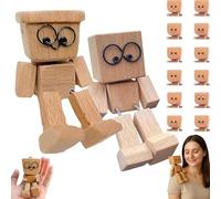 Burattino a dondolo in legno fatto a mano con due gambe, con decorazioni magnetiche. Compatto e portatile, perfetto per decorare il cruscotto dell'auto e come soprammobile in legno da scrivania