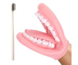 Burattino a mano modello bocca con linguaggio mobile e spazzolino da denti - modello di protesi dentale per lo sviluppo del linguaggio e giocattolo per l'apprendimento delle dentali - strumento