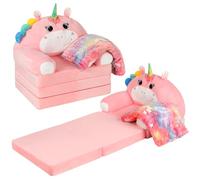 Burbell Divano pieghevole per bambini sedia per bambini pieghevole con coperta unicorno divano per bambini 2 in 1 divani per bambini per ragazze ragazzi pieghevole lettino lettino sedia rosa