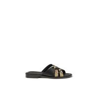Burberry Black Calf Leather Bos Taurus Flat Sandals - EU43/US10