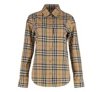 Burberry - Check Cotton Poplin Shirt - - Blouses & Shirts - Donna - Beige - XS