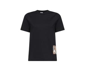 Burberry - Check Label T-Shirt - - Tops - Donna - Nero - S
