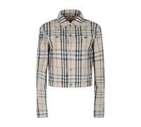 Burberry - Check Patterned Cropped Denim Jacket - - Jackets - Donna - Beige - M