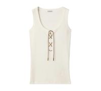 Burberry - Check Trim Cotton Blend Tank Top - - Tops - Donna - Bianco - M