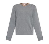 Burberry - Check Trim Wool Sweater - - Knitwear - Uomo - Grigio - S