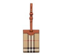 Burberry - Portaetichetta per bagaglio in pelle con motivo House Check - - Bags - Donna - Marrone - ONE SIZE