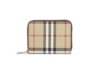 Burberry - Piccolo Portafoglio Zip a Scacchiera - - Accessories - Donna - Beige - ONE SIZE