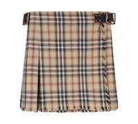 Burberry - Pleated Check Cotton Skirt - - Skirts - Donna - Beige - 2XS