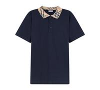 Burberry - Polo in Piqué di Cotone con Colletto a Quadri - - Tops - Uomo - Blu - L