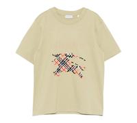 Burberry - T-shirt con logo ricamato - - Tops - Donna - Verde - M