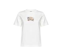 Burberry - T-shirt in Cotone con Check EKD - - Tops - Donna - Bianco - S