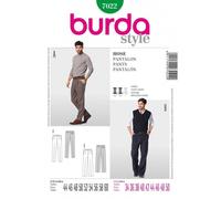 BURDA 7022 PANTALONI Da Uomo Modello Per Cucire Taglie 34 - 50 Abilità: MEDIA