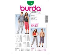 Burda 7230 - Cartamodello, Pantaloni per lei e per Lui, Misure: 32-46 e 44-58