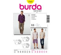 BURDA 7525 Camicia Da Uomo Modello Di Cucito Taglie 34-44 Abilità: Media