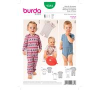 BURDA 9384 Body Neonato E Tuta Modello Da Cucire Età 1 Mese - 2 Anni FACILE