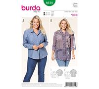 BURDA 6614 Bluse Donna Taglie Plus Modello Cucito 18 - 30 Abilità: Facile