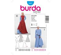 Burda Style #7977 - Cartamodello da donna, per Carnevale, costume da castello, regina, taglia 36-50, livello di cucito 2 (leggero)