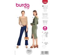 Burda Easy #5738 - Cartamodello da donna, con spacco laterale e maglietta con scollo ampio, taglia 36-46