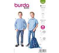 Burda Kids #9209 - Cartamodello per ragazzi con colletto alto e camicia a maniche corte con tasca sul petto, taglie 104-146
