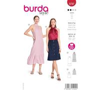 Burda Style #5737 - Cartamodello da donna, vestito e top con allacciatura al collo, taglia 34-44