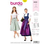 Burda Style B6268 - Cartamodello per abito da donna in stile folklore, camicetta e grembiule
