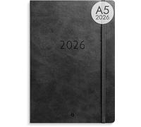 Burde Agency A5 Forma Deluxe Nero 2026, Planner Settimanale in Similpelle Elegante, Calendario A5 2026 per Studenti, Insegnanti e Professionisti, Agenda per Appuntamenti e Studio