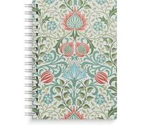 Burde Notizbuch A5 blue/green flowers: Spiral-Notizbuch
