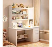 Bureau Avec Rangement，Bureau Simple En Bois Massif Avec Bibliothèque Intégrée Grand Bureau Avec Rangement Idéal Pour Le Bureau à Domicile Ou La Chambre