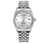 BUREI Orologi automatici da uomo di lusso in acciaio inossidabile orologi impermeabili per gli uomini Regali per gli uomini, Tutto Argento, Stile aziendale
