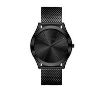 BUREI Orologi da uomo alla moda, analogico, in acciaio inox, al quarzo, impermeabile, regalo per gli uomini., Nero/Nero/Nero, giapponese