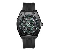 BUREI Orologi da uomo moda design geometrico orologio da polso al quarzo uomo silicone impermeabile sport casual classico moda orologio da uomo regalo per uomini, nero/verde