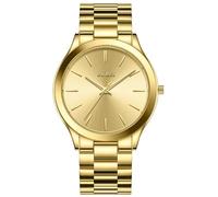 BUREI Orologio al quarzo alla moda da uomo, analogico, con cinturino in acciaio inox, impermeabile, orologi classici per uomini, Oro-1, Bracciale