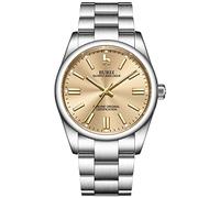 BUREI Orologio al quarzo analogico placcato argento per gli uomini orologio classico semplice cinturino in acciaio inossidabile orologio da polso impermeabile per gli uomini, Silber Gold, Bracciale