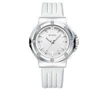 BUREI Orologio analogico impermeabile unisex al quarzo giapponese per donne e uomini con quadrante orario facile da leggere e cinturino in silicone traspirante, regalo classico per uomo/donna, bianco