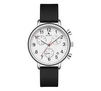 BUREI Orologio da polso analogico al quarzo, da infermiera, in silicone, impermeabile, luce notturna, cronometro multifunzionale (Nero)
