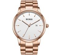 BUREI Orologio da polso da donna analogico al quarzo in acciaio inossidabile con cinturino in metallo calendario